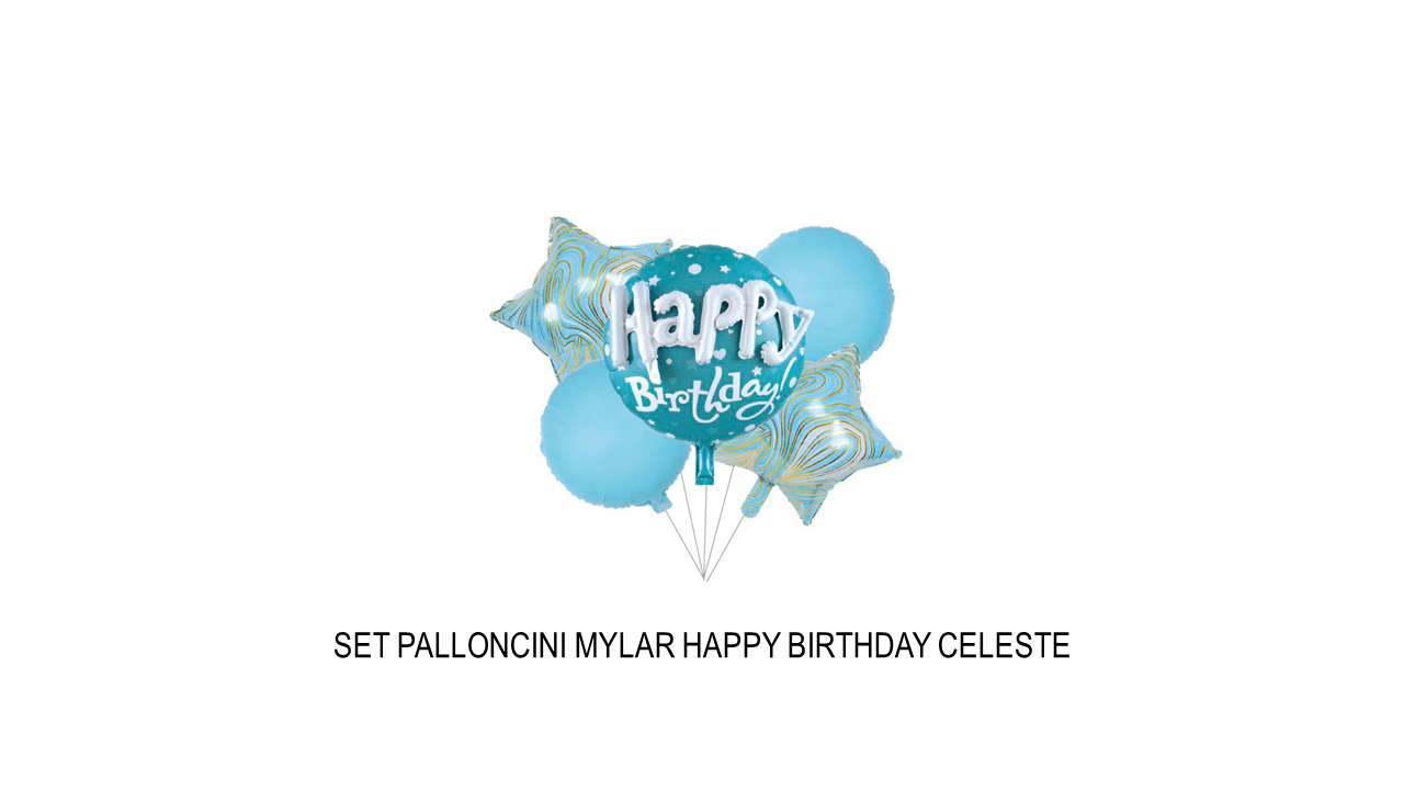 Set di palloncini mylar happy birthday celesti