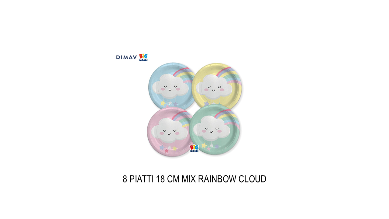 Piatti rainbow cloud per compleanno