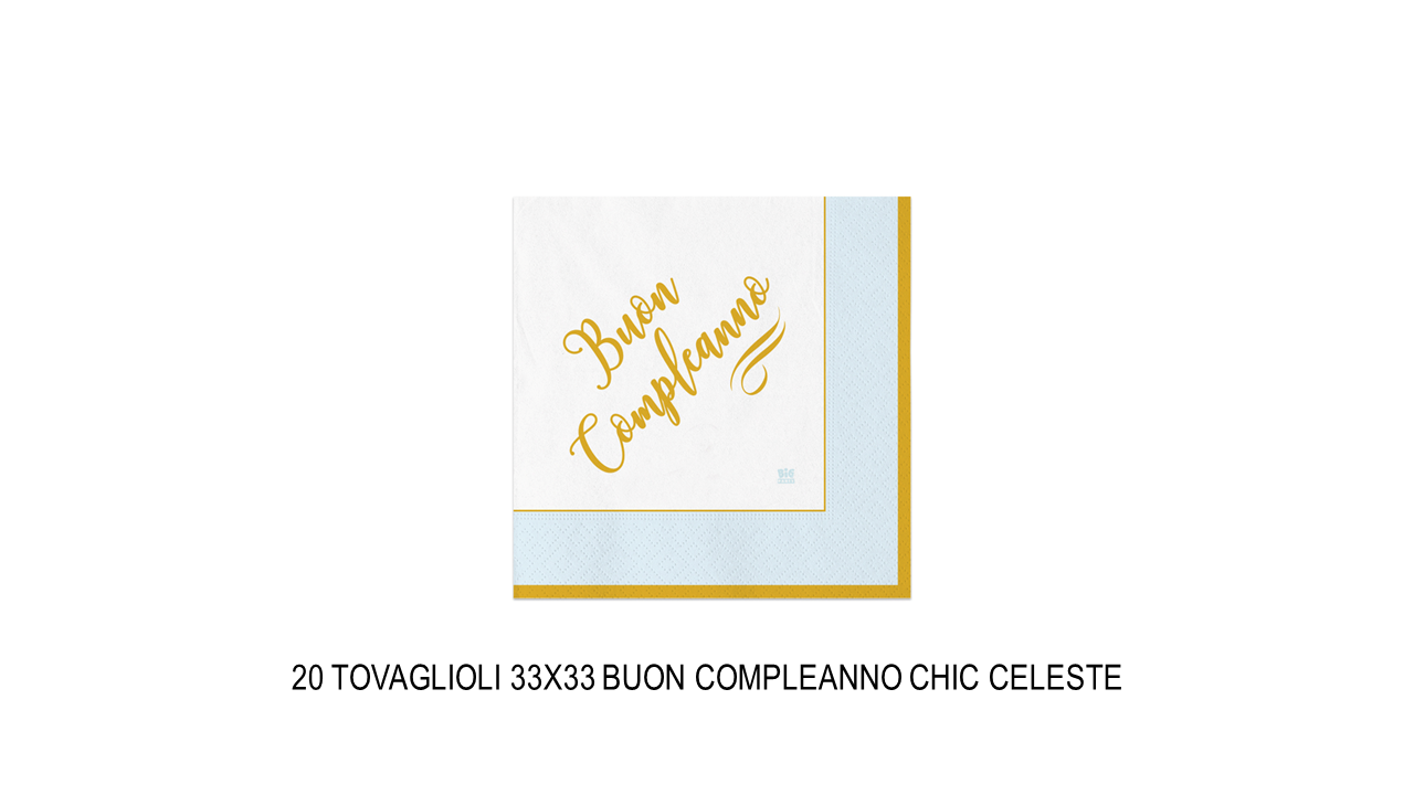 Tovaglioli buon compleanno chic celesti e oro
