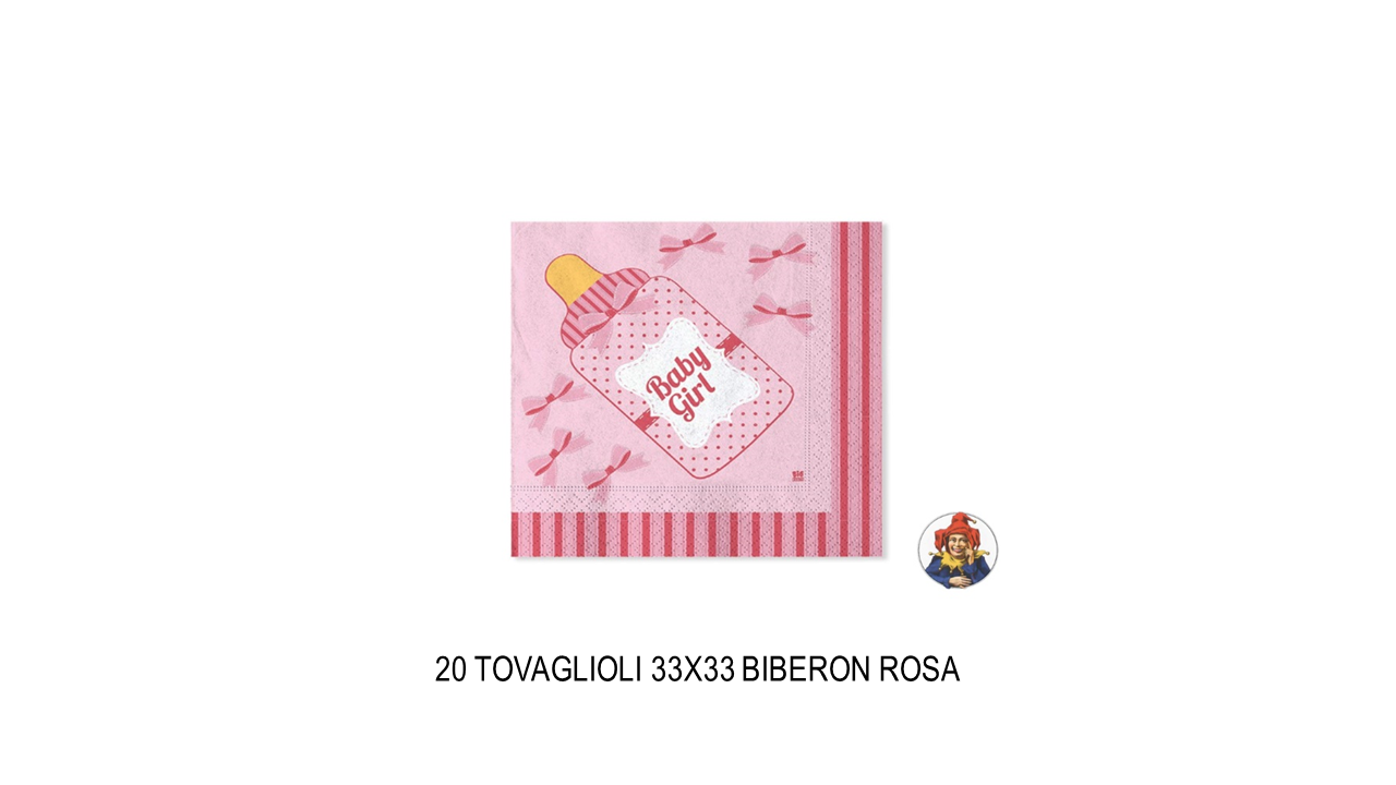 Tovaglioli da 33x33 cm biberon rosa