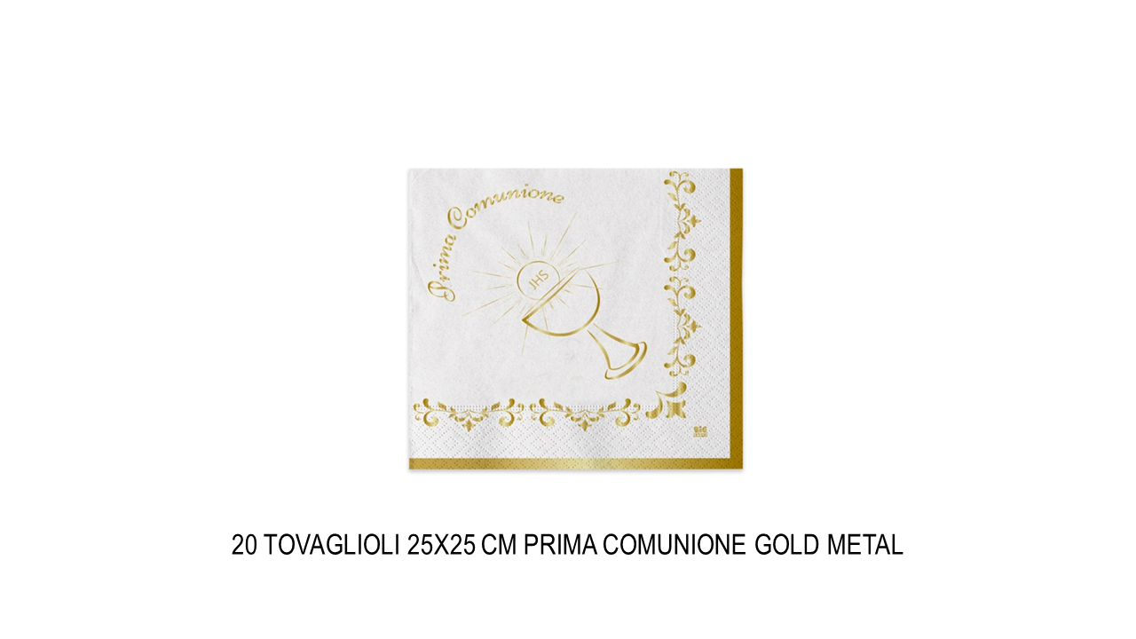 Tovaglioli da 25x25 cm prima comunione gold metal