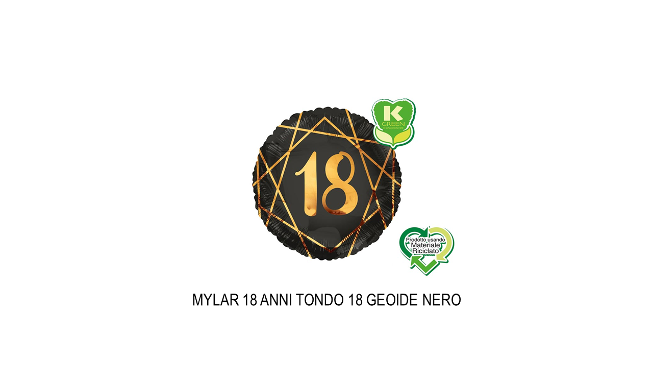 Palloncino tondo mylar 18 anni geoide nero