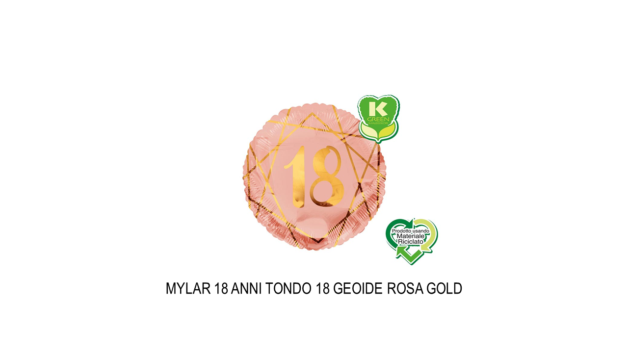 Palloncino tondo mylar 18 anni geoide rosa