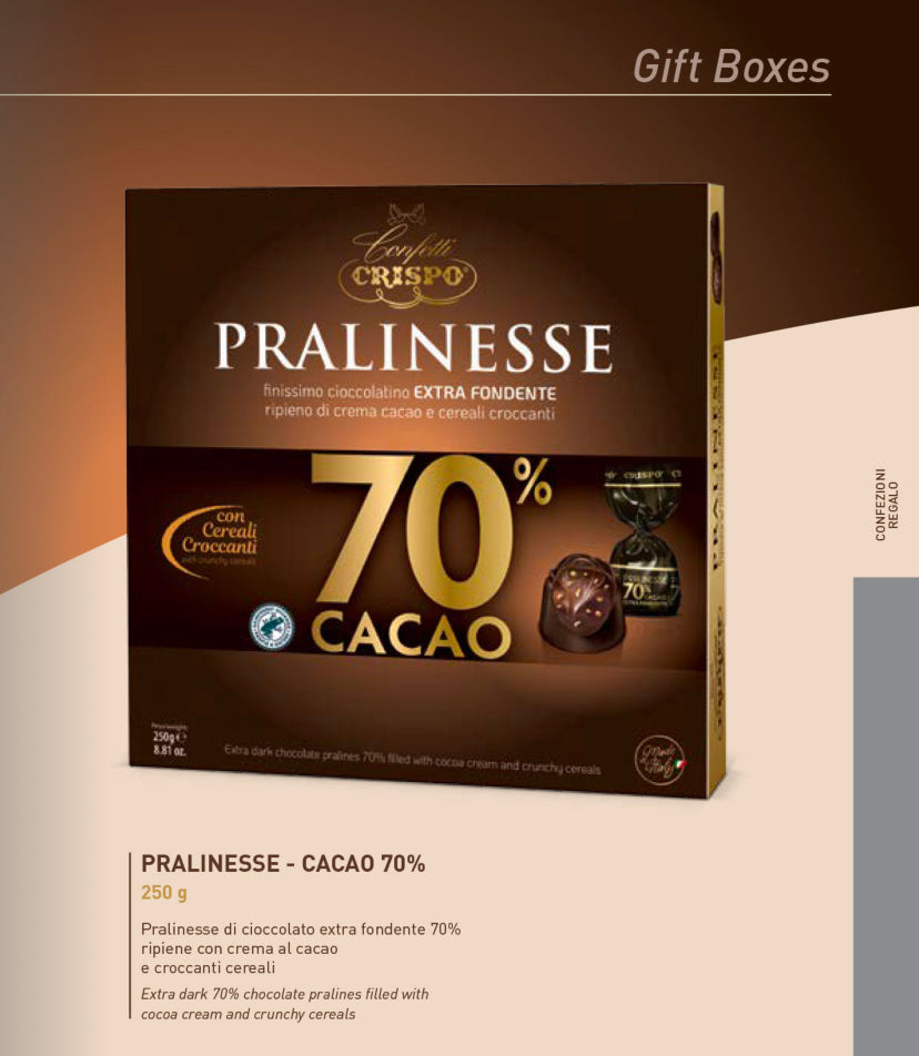 pralinesse cacao 70% idee regalo crispo gr.250