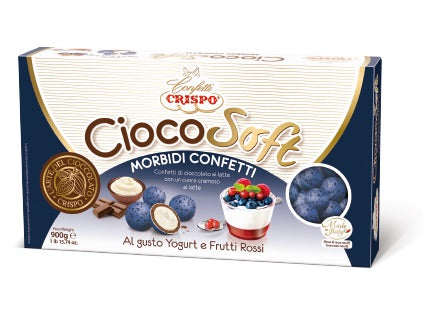 Confetti di cioccolato al latte con un cuore cremoso al gusto Yogurt e Frutti Rossi crispo