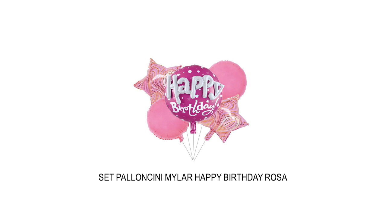 Set di palloncini mylar happy birthday rosa