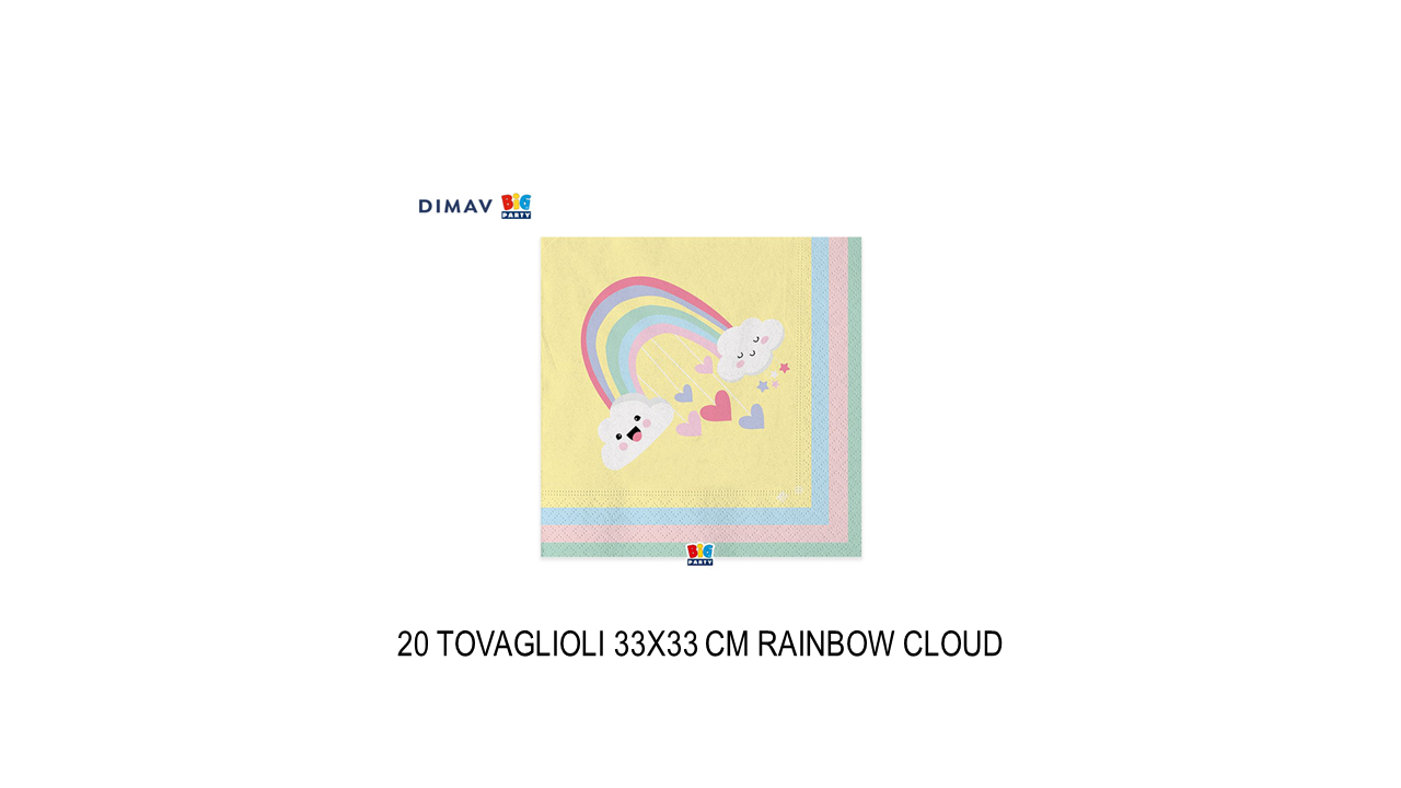 Tovaglioli 33x33 cm raimbow cloud per compleanno