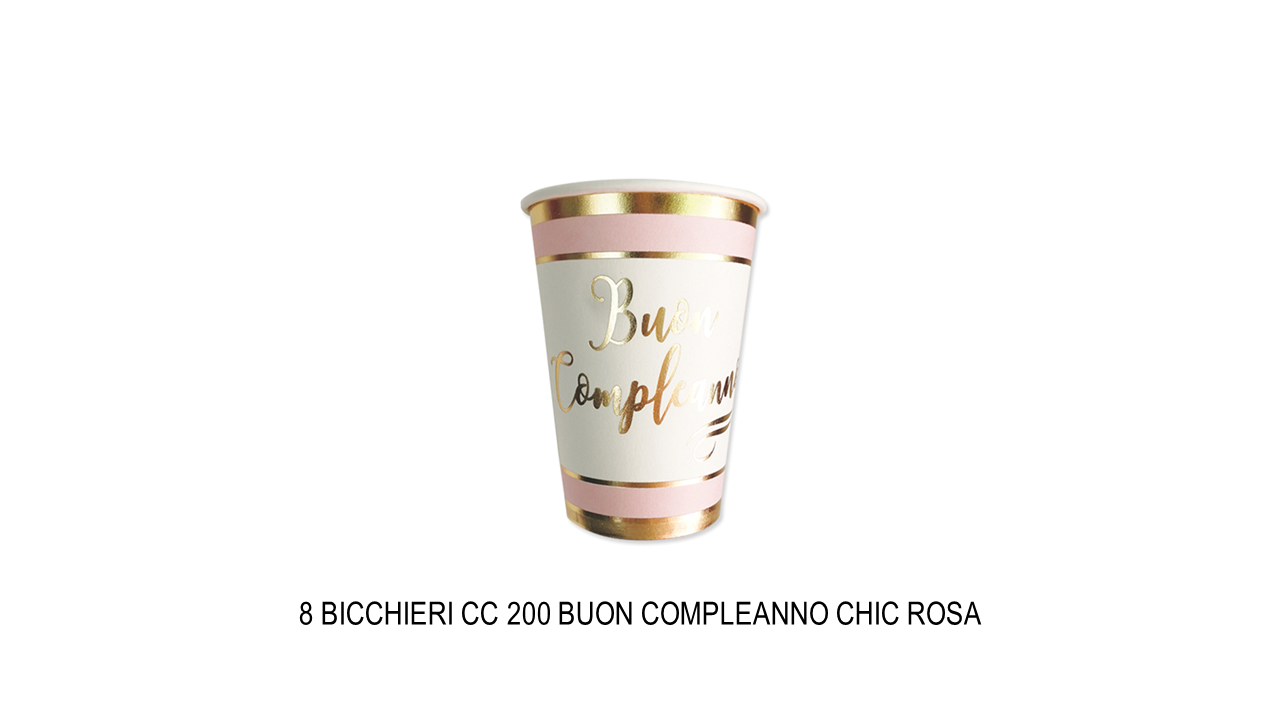 Bicchieri buon compleanno chic rosa e oro