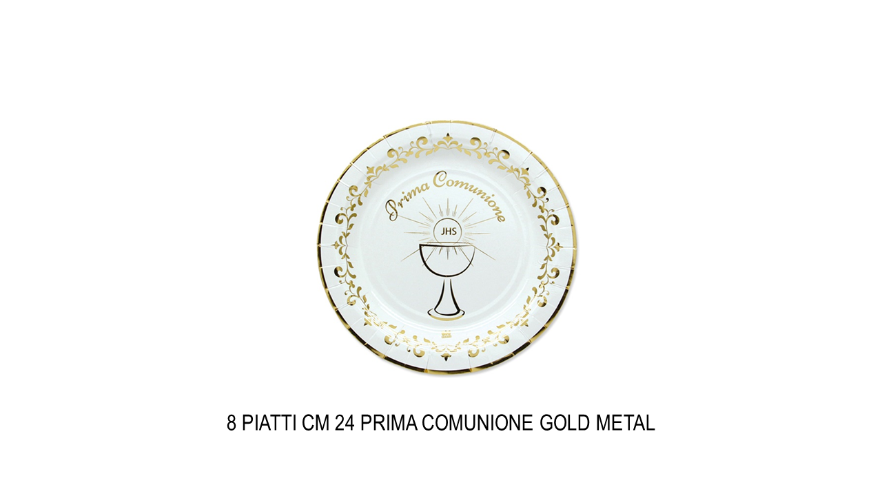 Piatti da 24 cm prima comunione gold metal