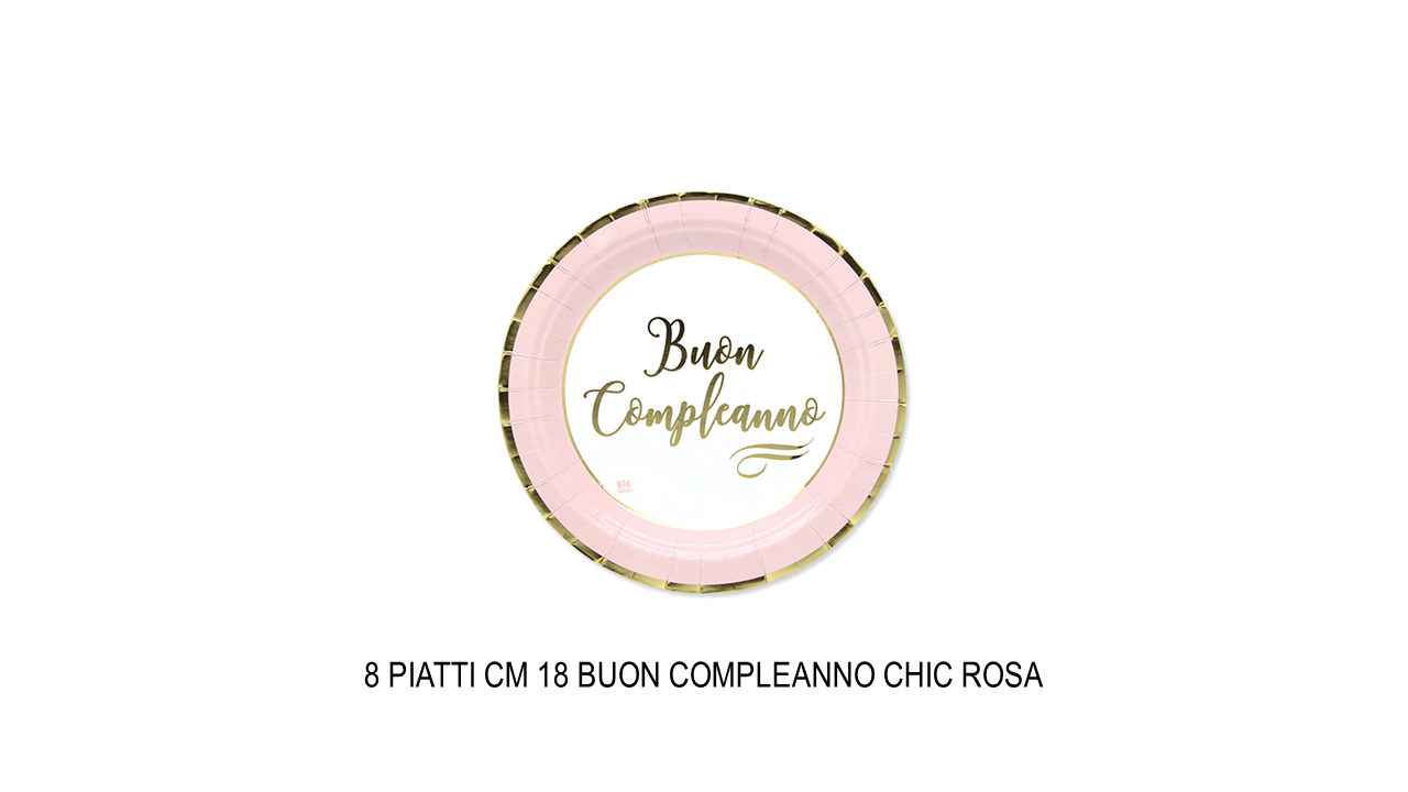 Piatti buon compleanno chic rosa e oro