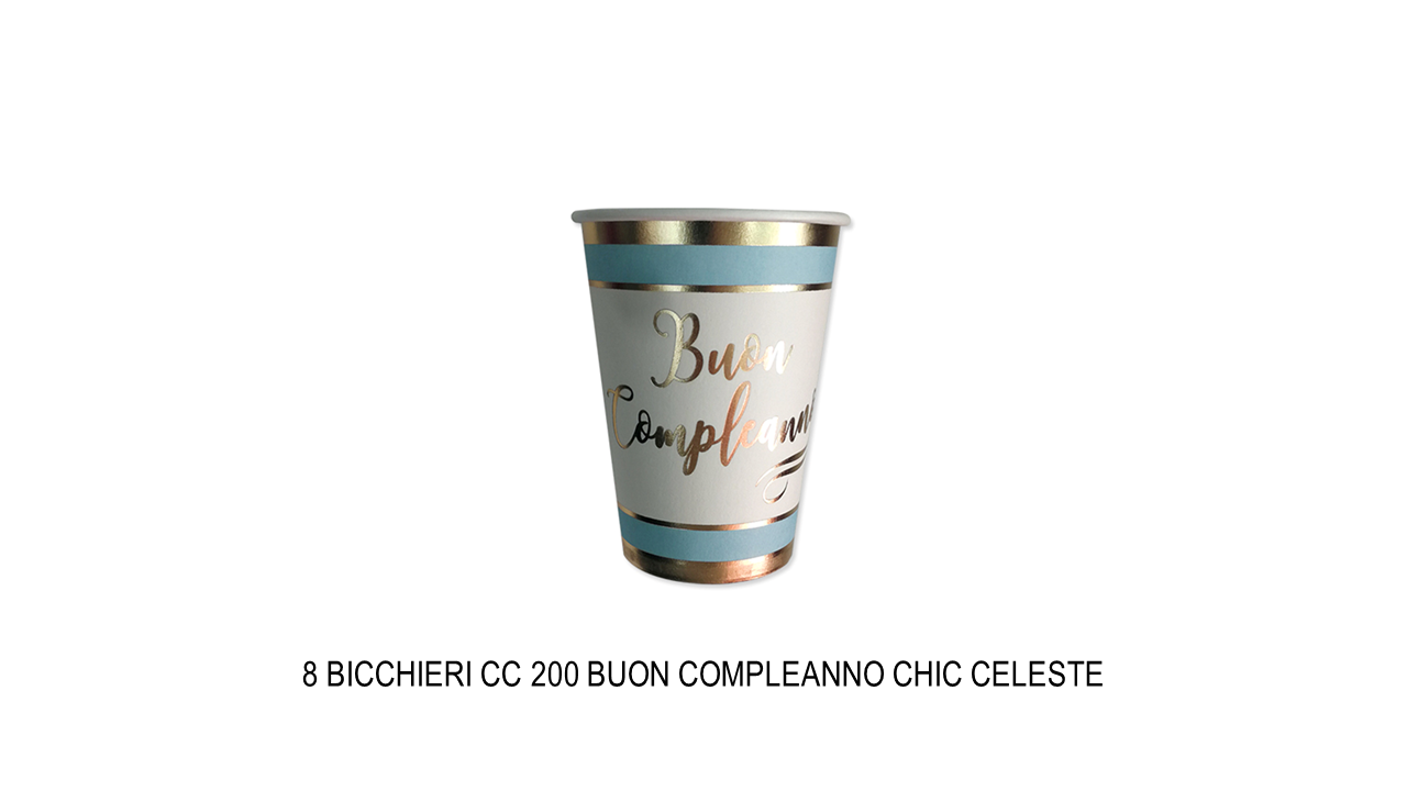 Bicchieri buon compleanno chic celesti e oro